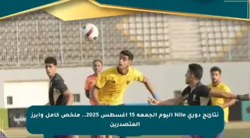 نتائج دوري Nile اليوم الجمعة 15 أغسطس 2025.. ملخص كامل وأبرز المتصدرين